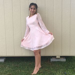 L'atiste Blush Pink Lace Dress, Sz Small